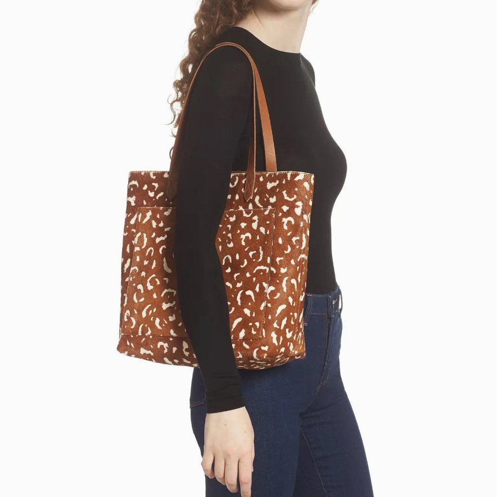NEW MADEWELL The Medium Transport Tote/Crossbody Bag Calf Hair Open top